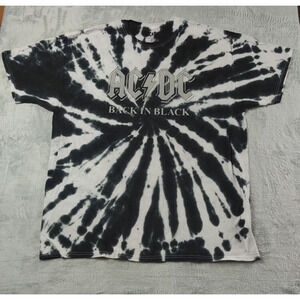 AC DC Back in Black Tie Dye Unisex Heavy Metal T Shirt XL Black Tie Dye Rock